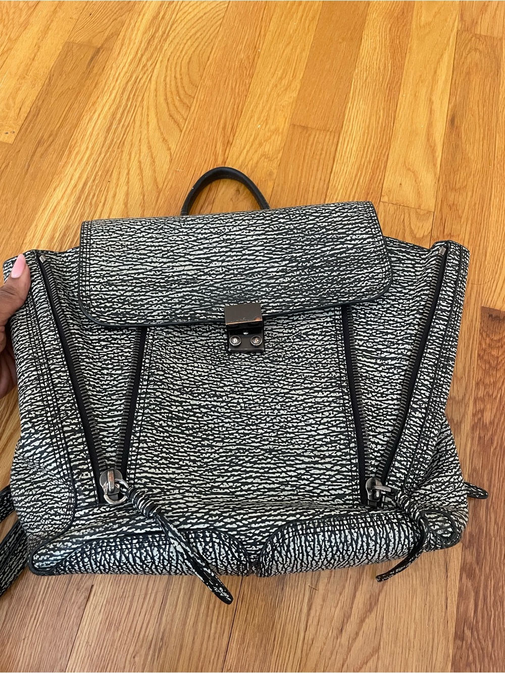3.1 Phillip Lim Pashli Black and White Textured Shoulder Bag
